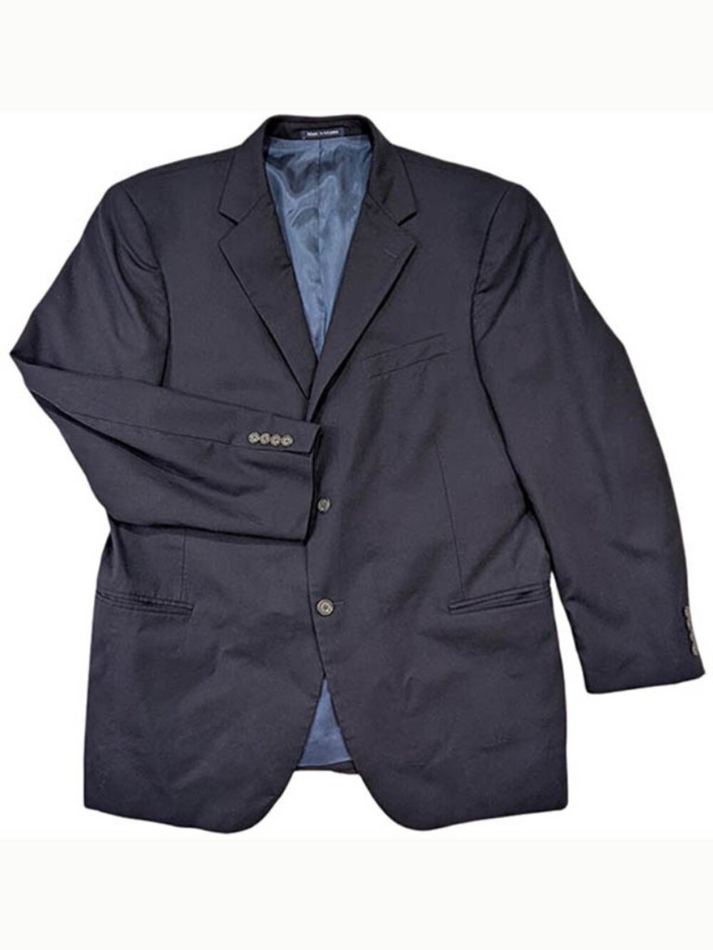 Lands' End 100% Wool Blazer Sport Coat Mens 48R Navy Traditional Preppy Academia